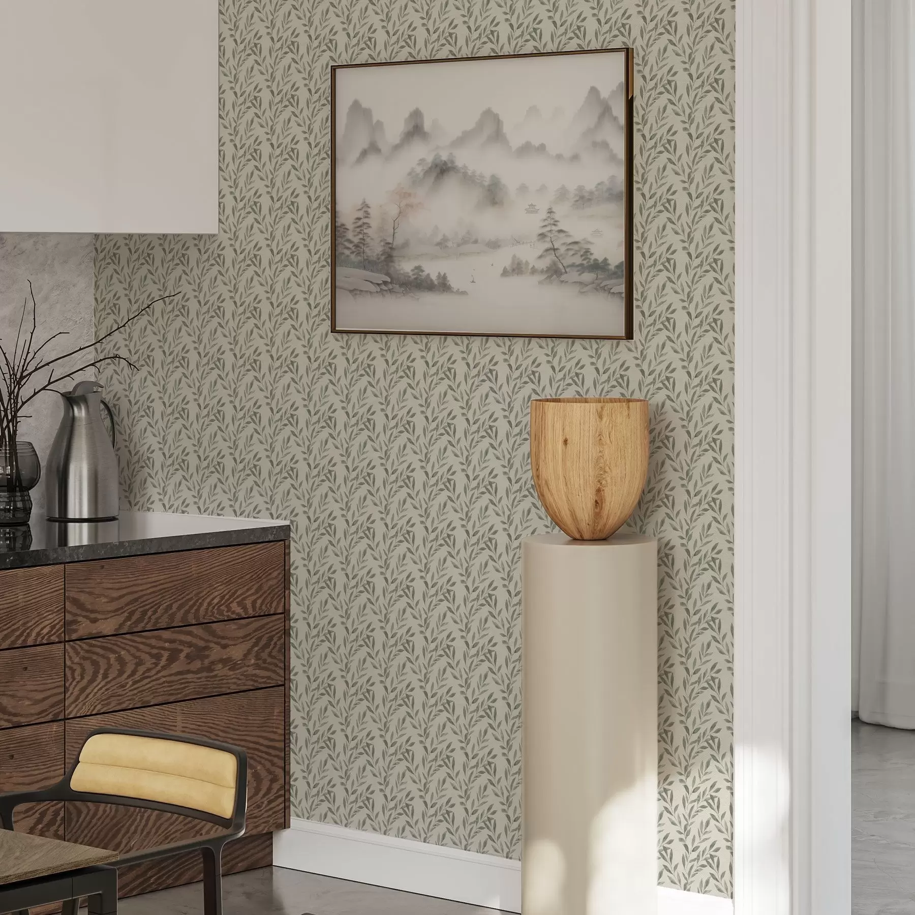 wall murals Уредне маслинове гранчице на светлој позадини a00243