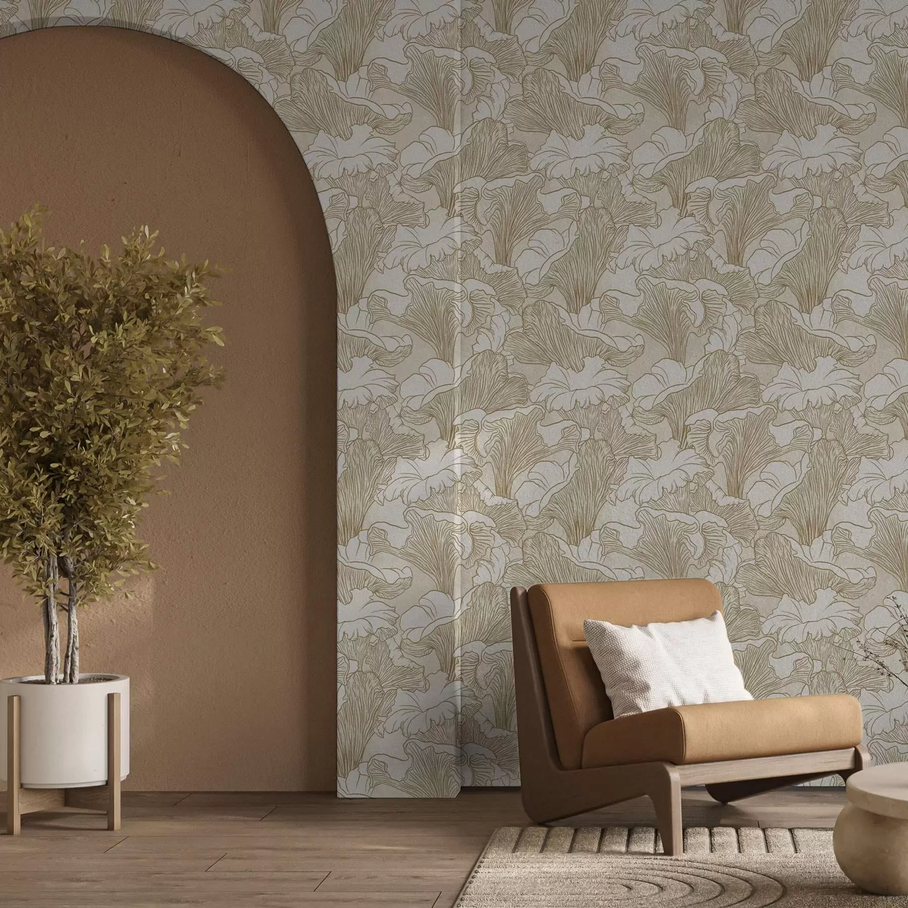 wall murals Лисичарке, цртеж линија на кремастој позадини a00275