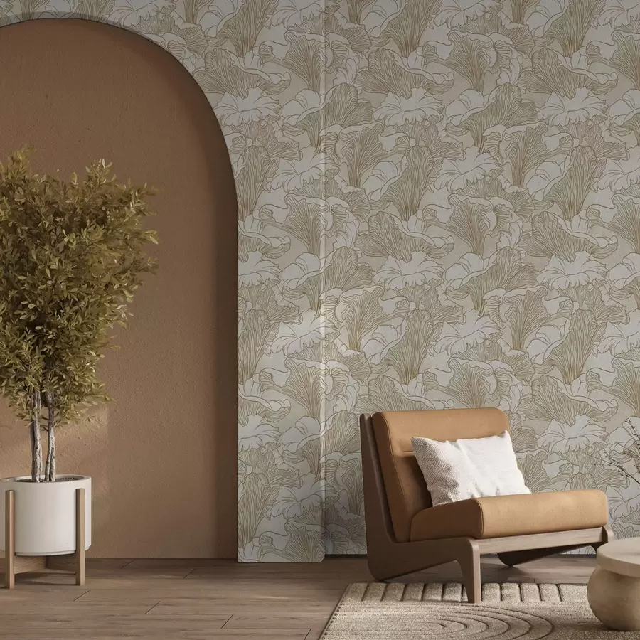 wall murals Лисичарке, цртеж линија на кремастој позадини a00275