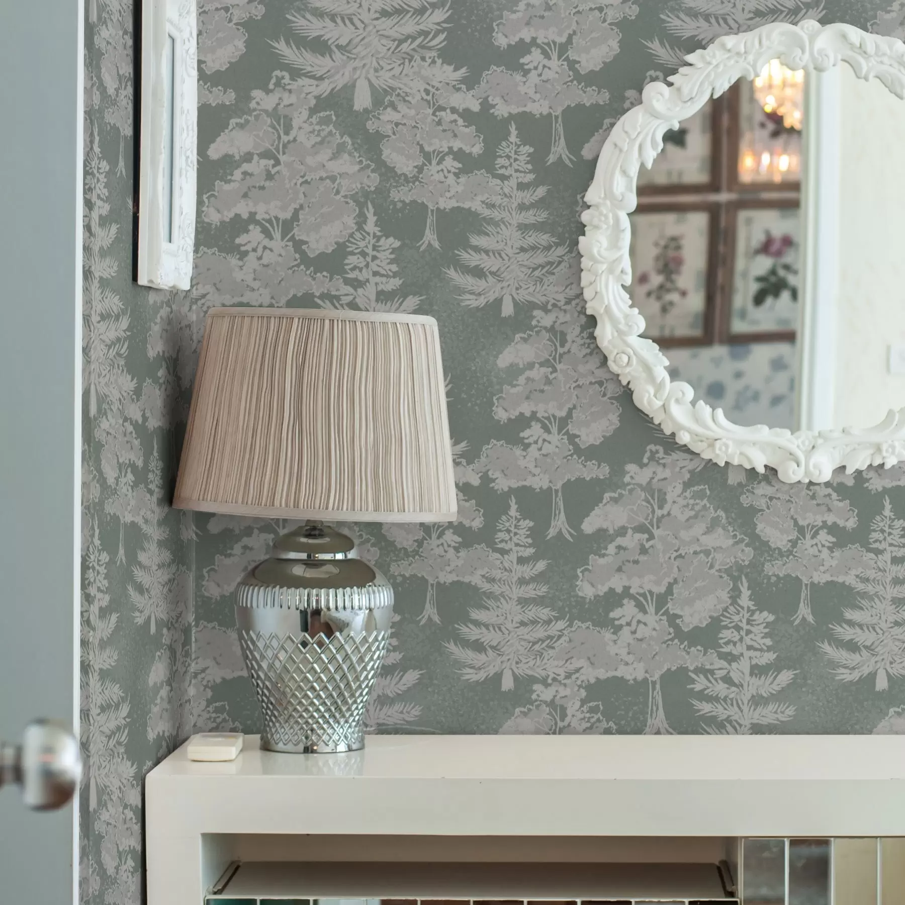 wall murals Четинарско дрвеће у стилу табле на зеленој боји a00280