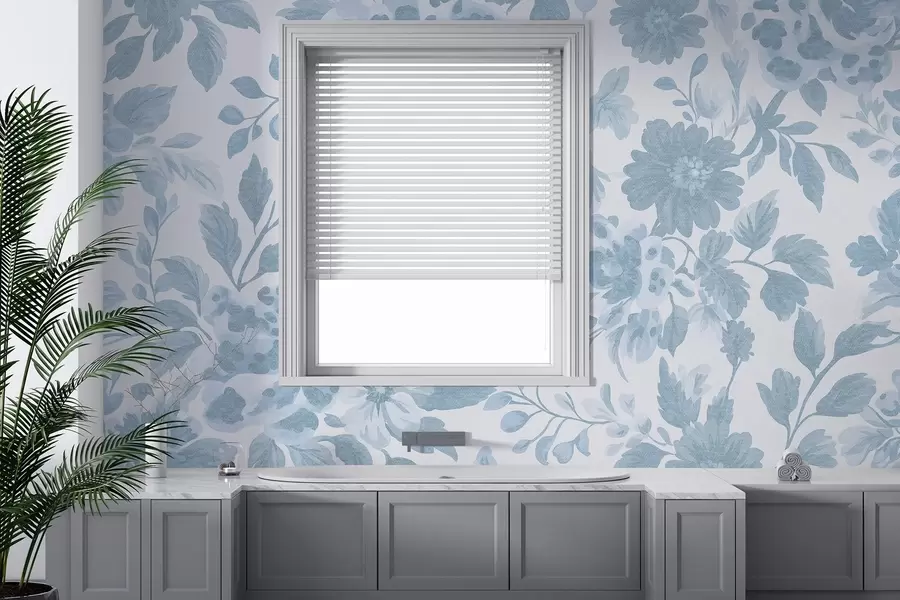 wall murals Цвеће у бохо стилу са леопард принтом, плава боја w04114v1