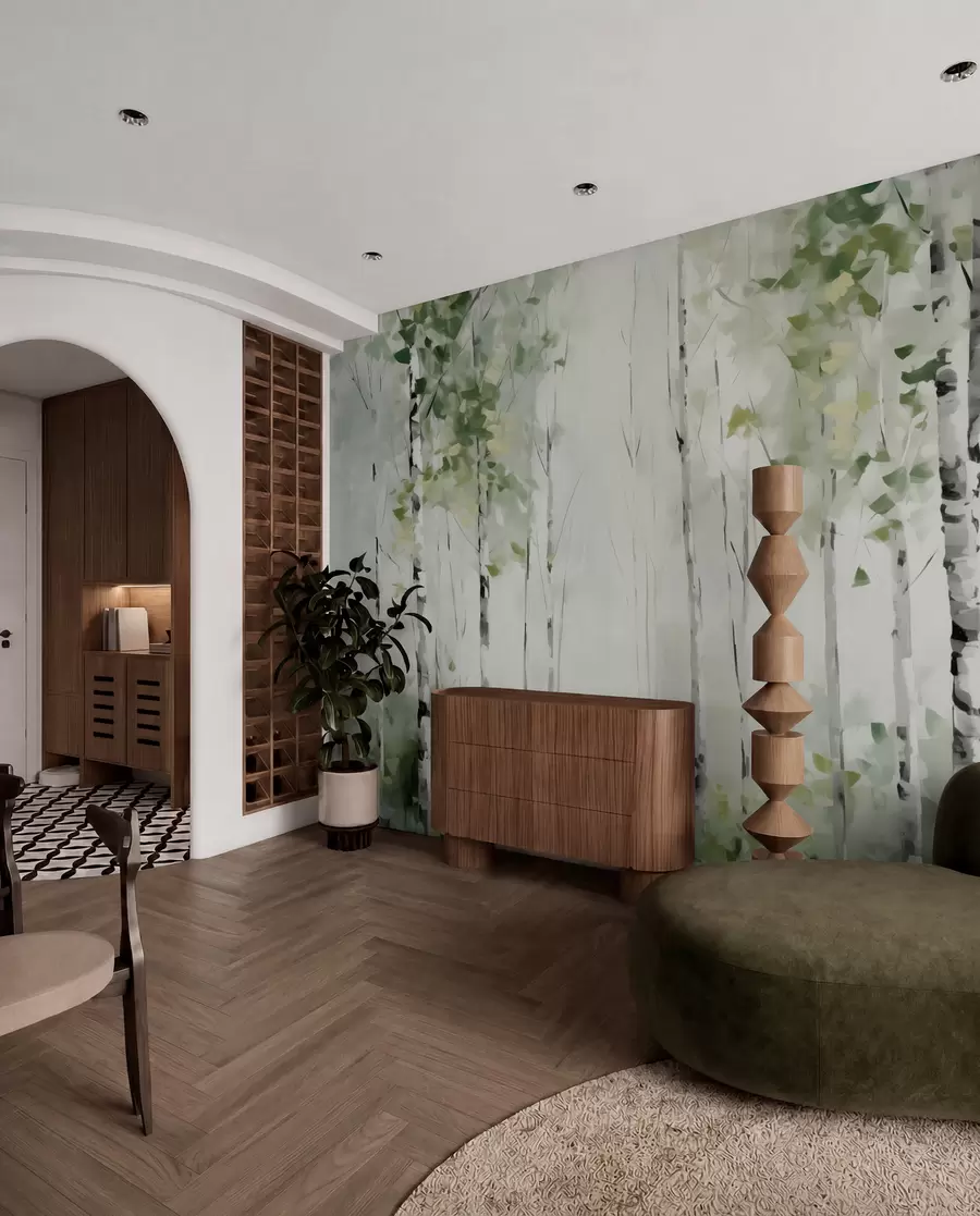 wall murals Слика имитације листопадне шуме w04234