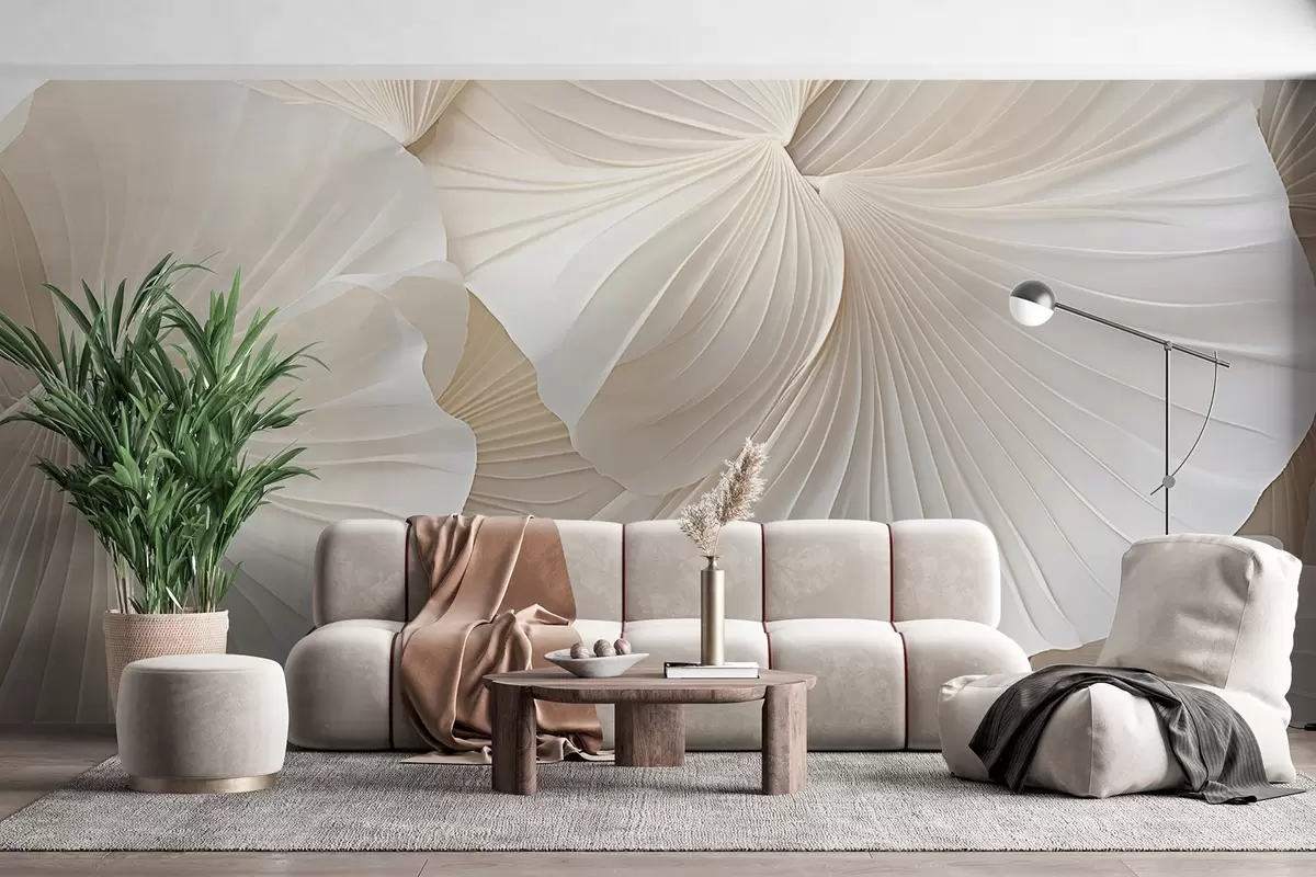 wall murals латице, цвеће, бело, крем, текстура, нежност, декоративно w04216