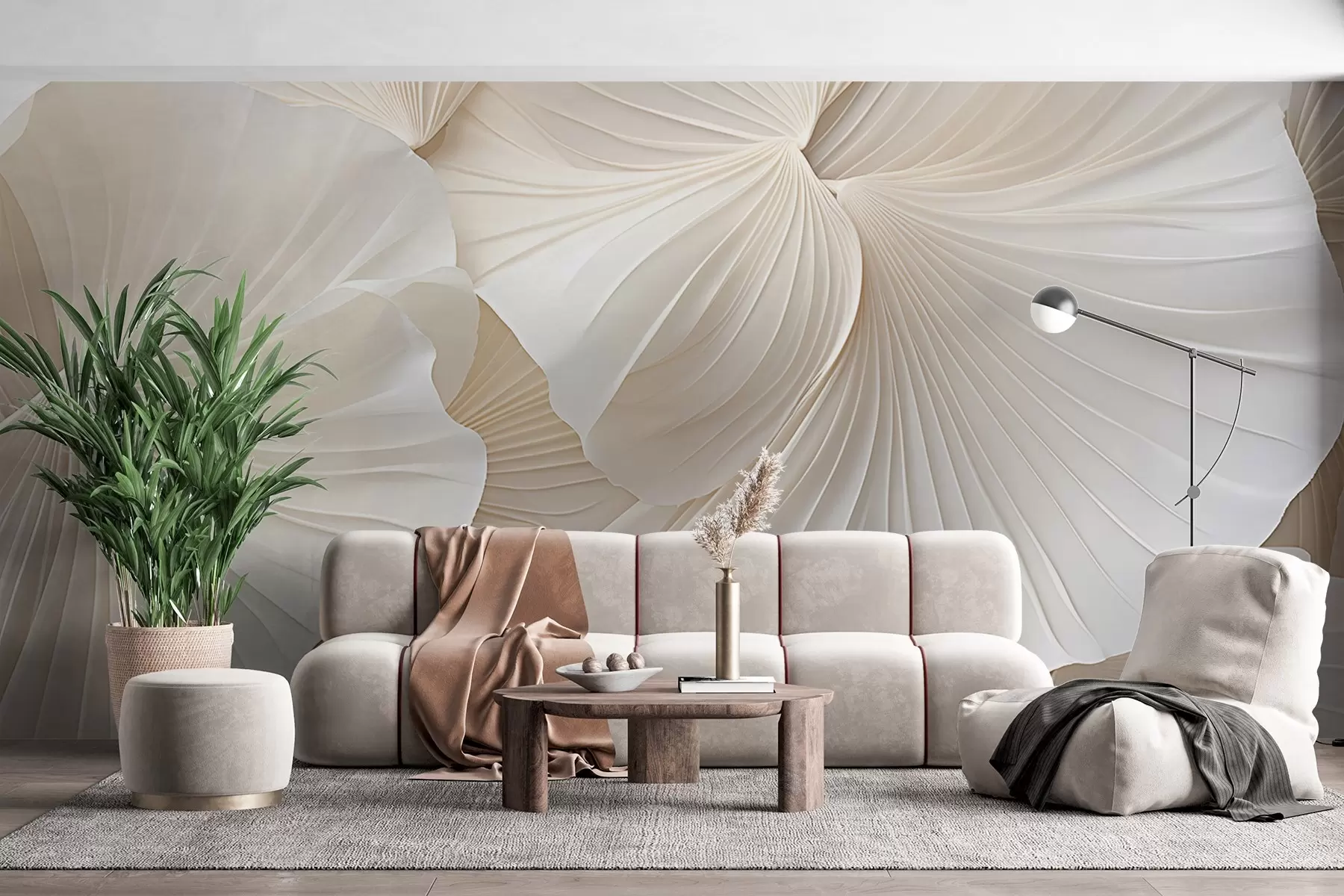 wall murals латице, цвеће, бело, крем, текстура, нежност, декоративно w04216