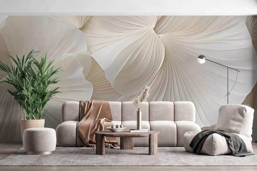 wall murals латице, цвеће, бело, крем, текстура, нежност, декоративно w04216