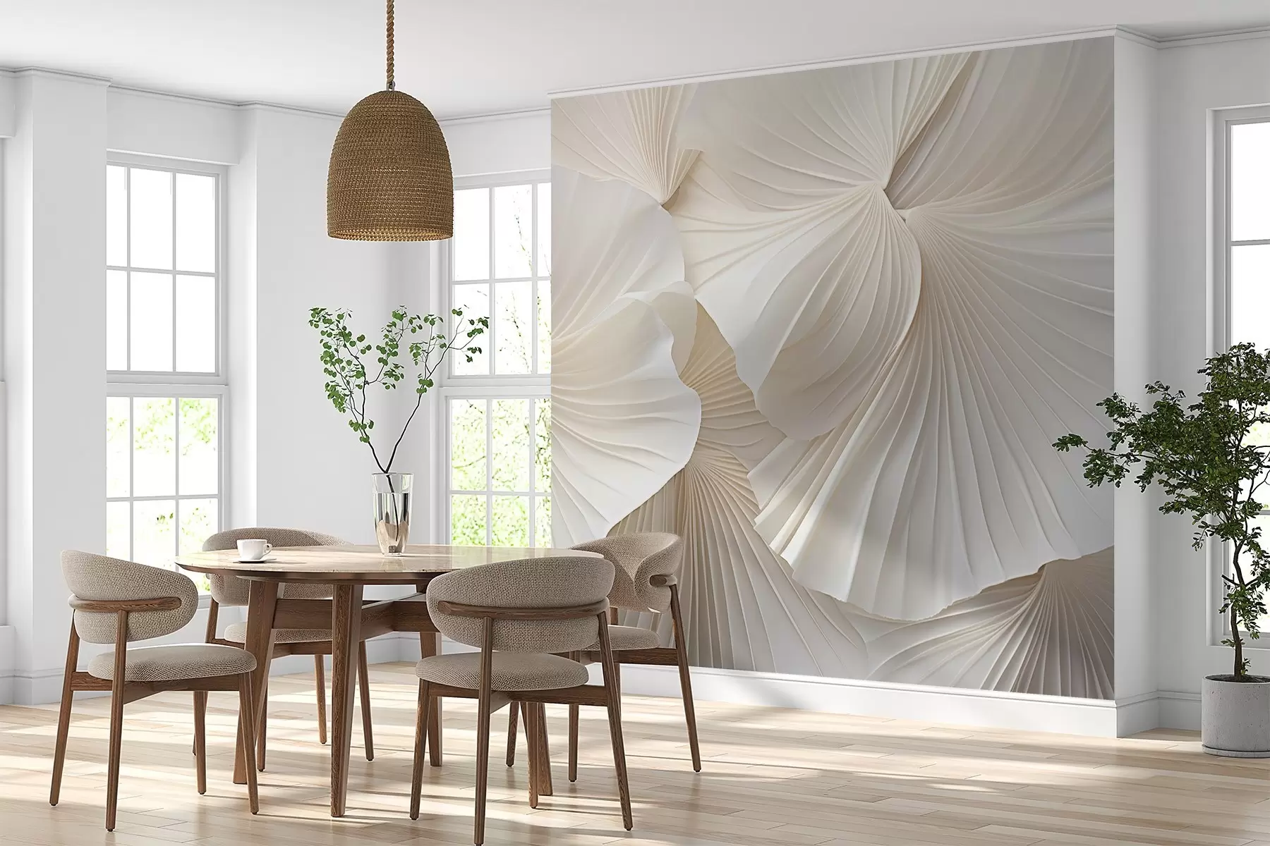 wall murals латице, цвеће, бело, крем, текстура, нежност, декоративно w04216