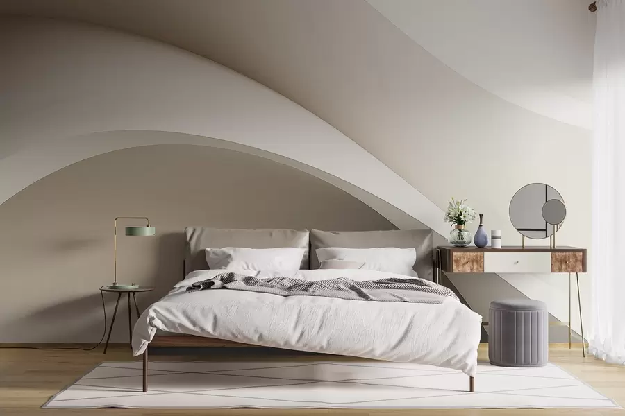 wall murals апстракција, таласи, меке кривине, беж, глатко, линије, модерно w04217v1