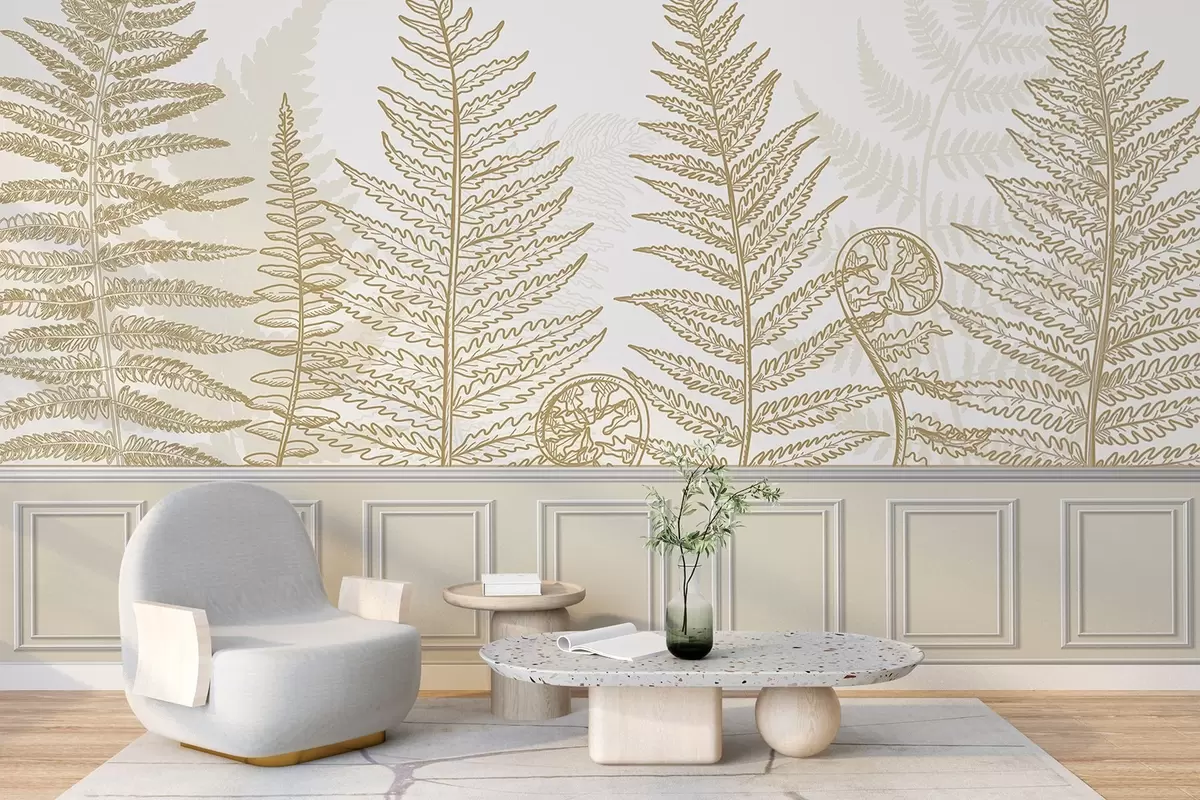 wall murals лишће, биљке, папрат, светлост, ботаника, графика w04239