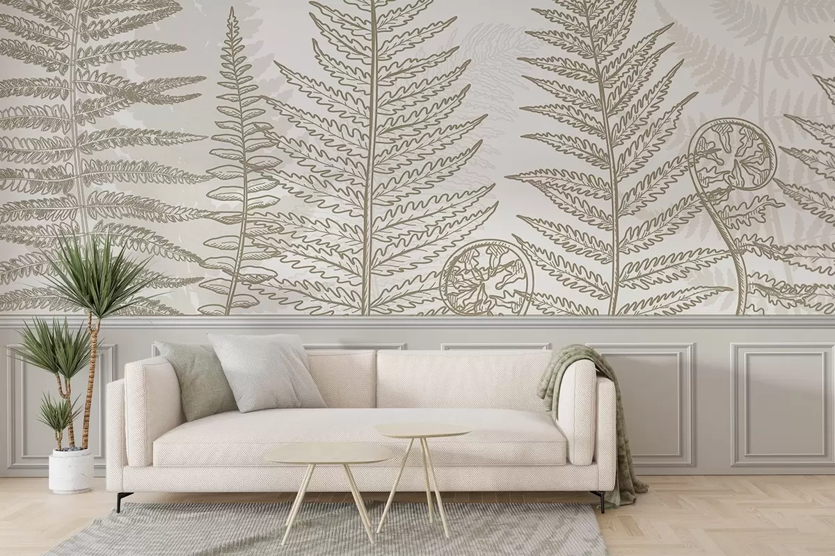 wall murals лишће, биљке, папрат, светлост, ботаника, графика w04239v2