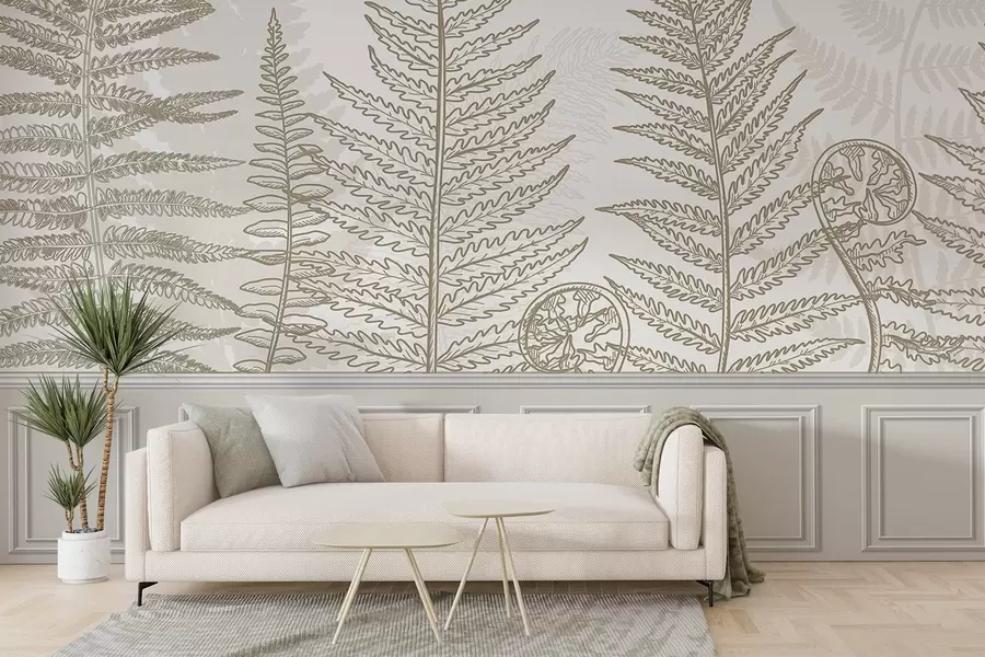 wall murals лишће, биљке, папрат, светлост, ботаника, графика w04239v2