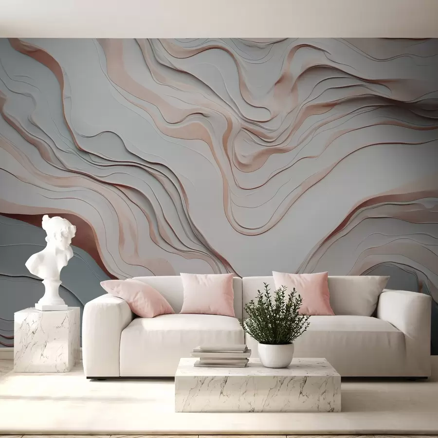 wall murals слојеви, таласи, апстракција, ружичаста, сива, меки облици, w04255v1