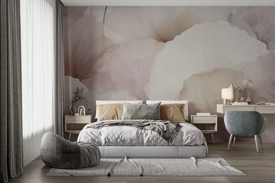 wall murals цвеће, латице, крем, сива, мекоћа, мир w04256v1