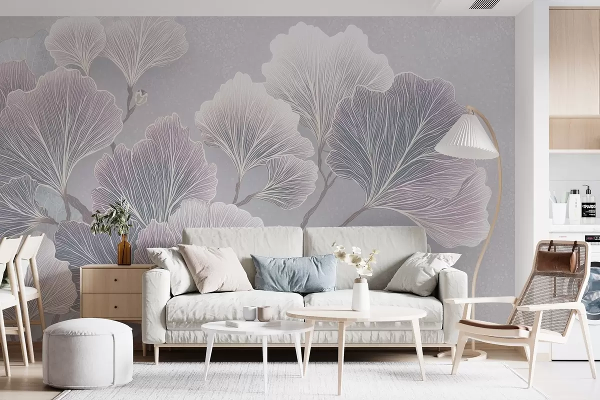 wall murals Грана лишћа у плавим нијансама w09249v1