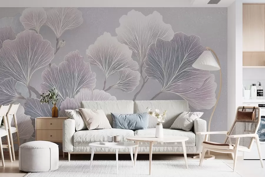 wall murals Грана лишћа у плавим нијансама w09249v1