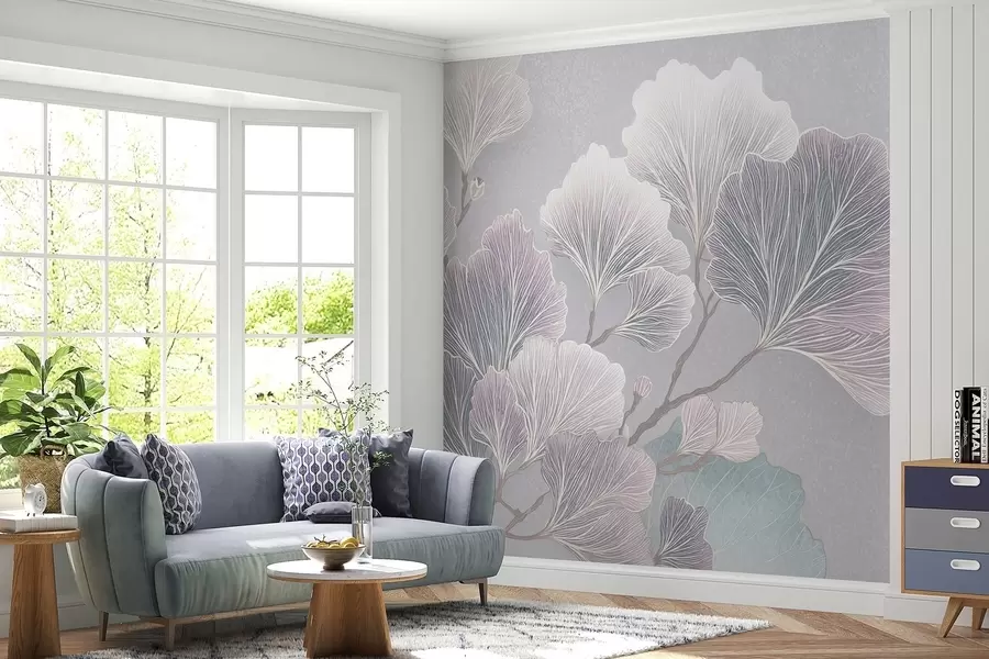 wall murals Грана лишћа у плавим нијансама w09249v1