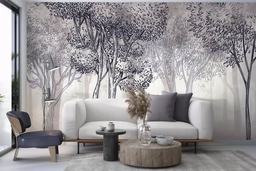 wall murals Бујно лиснато дрвеће w04251v1