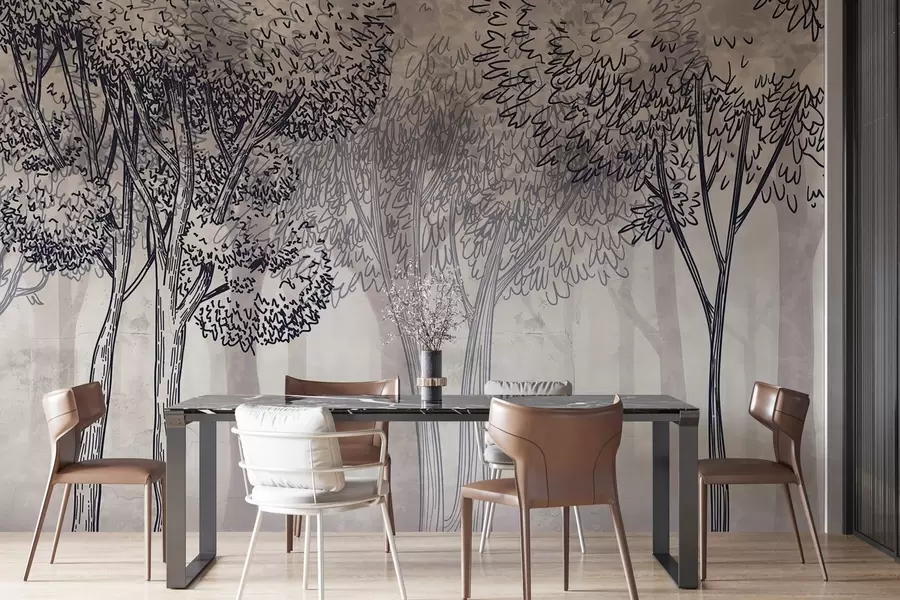 wall murals Бујно лиснато дрвеће w04251v1
