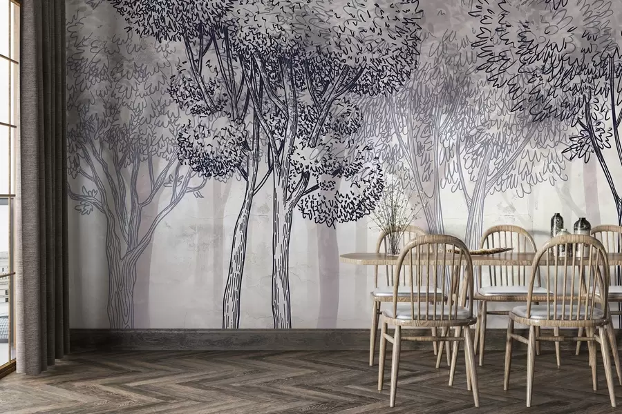 wall murals Бујно лиснато дрвеће w04251v1