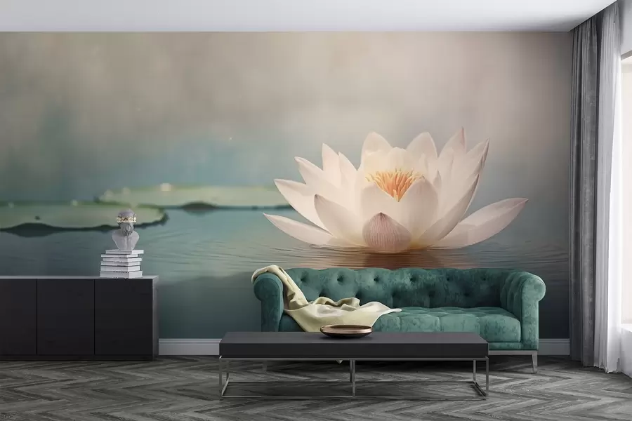 wall murals Бели лотосов цвет на води w04272