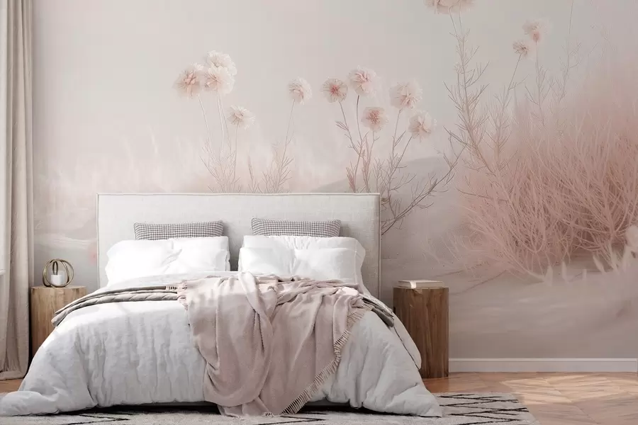 wall murals нежно суво цвеће међу песком w04213