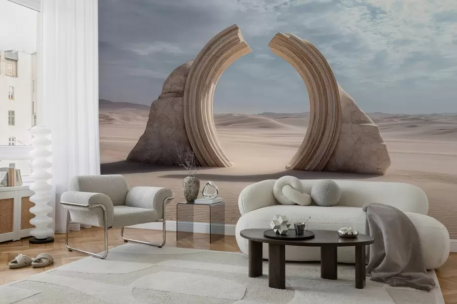 wall murals надреалистички пустињски пејзаж са великим архитектонским луком w04284