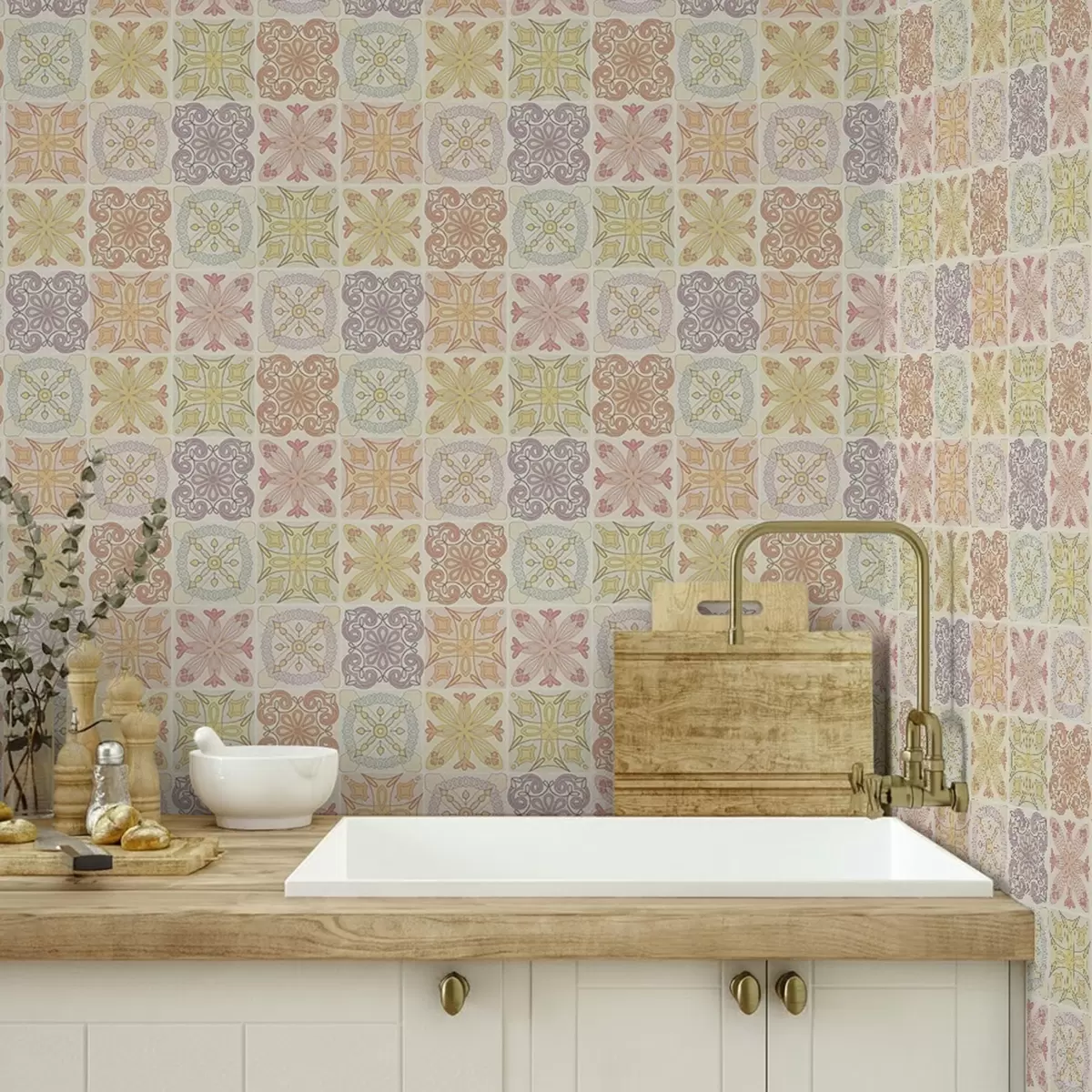 Позадина Орнаменти од обојених геометријских плочица a00284