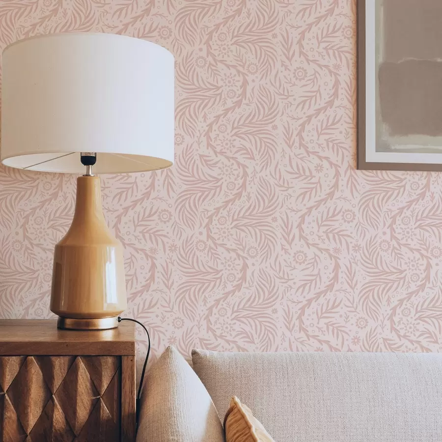 wall murals Бледо ружичасти цветни елементи на ружичастој позадини a00290