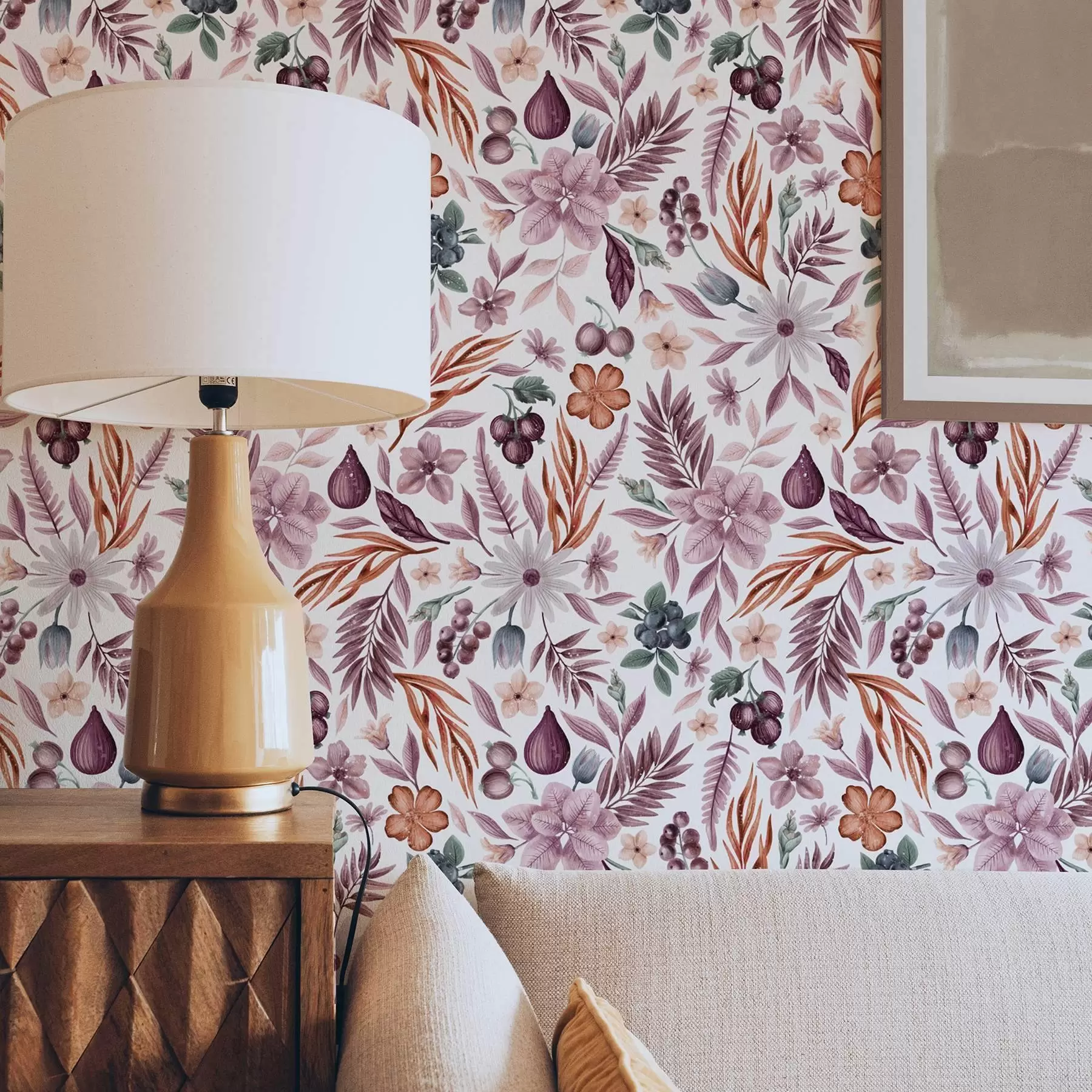 wall murals Светле бобице, цвеће и лишће у стилу акварела a00298