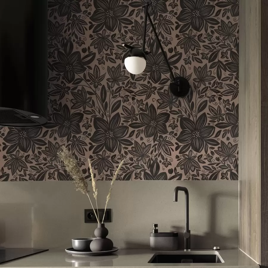 wall murals Црни и ружичасти етнички цветни узорак и ружичасти етнички цветни узорак a00351