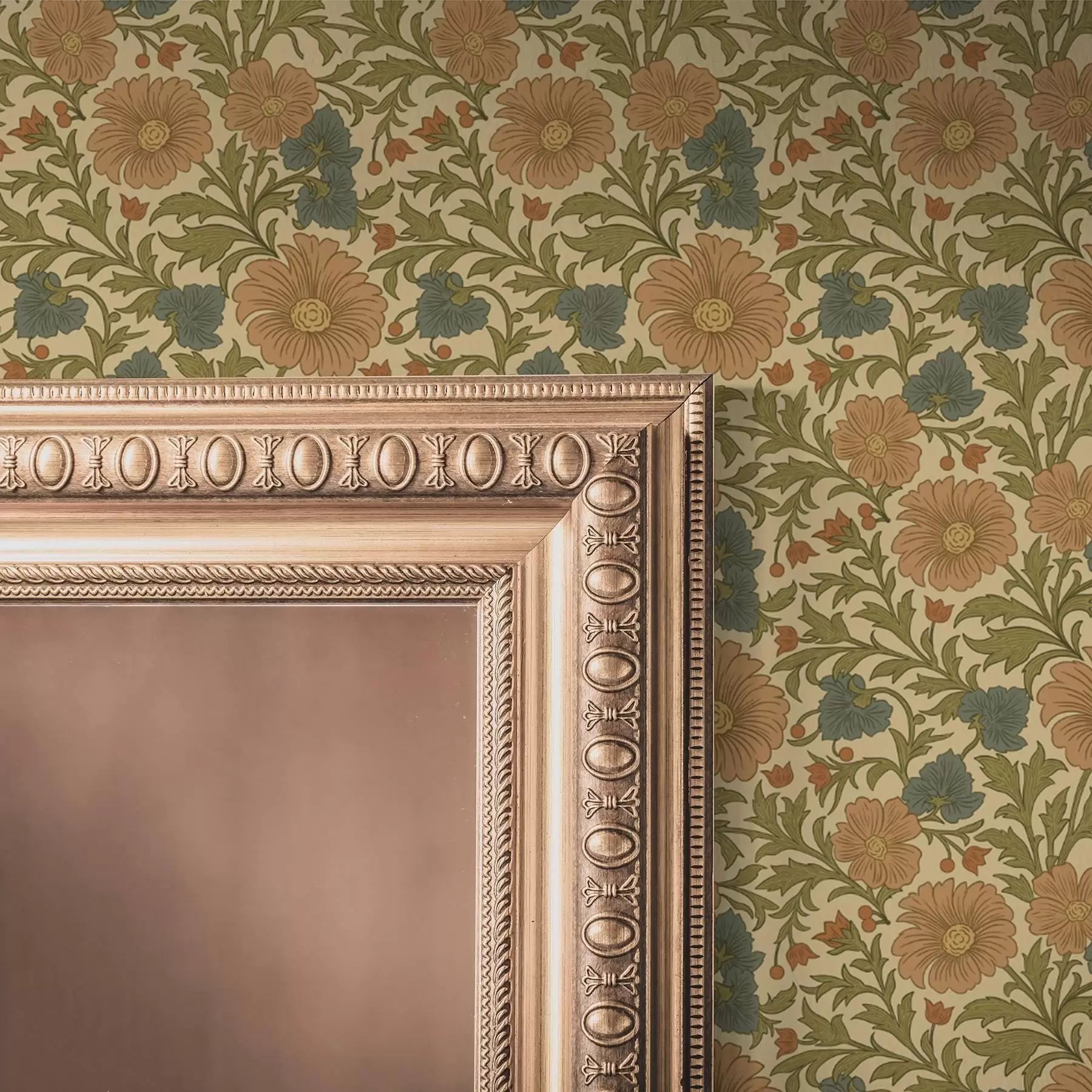 wall murals Наранџасто цвеће са листовима у стилу арт нувоа a00409