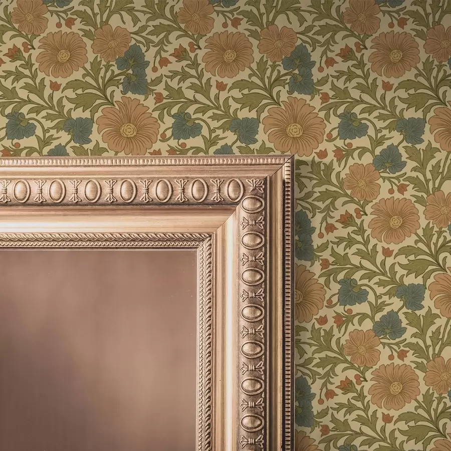 wall murals Наранџасто цвеће са листовима у стилу арт нувоа a00409