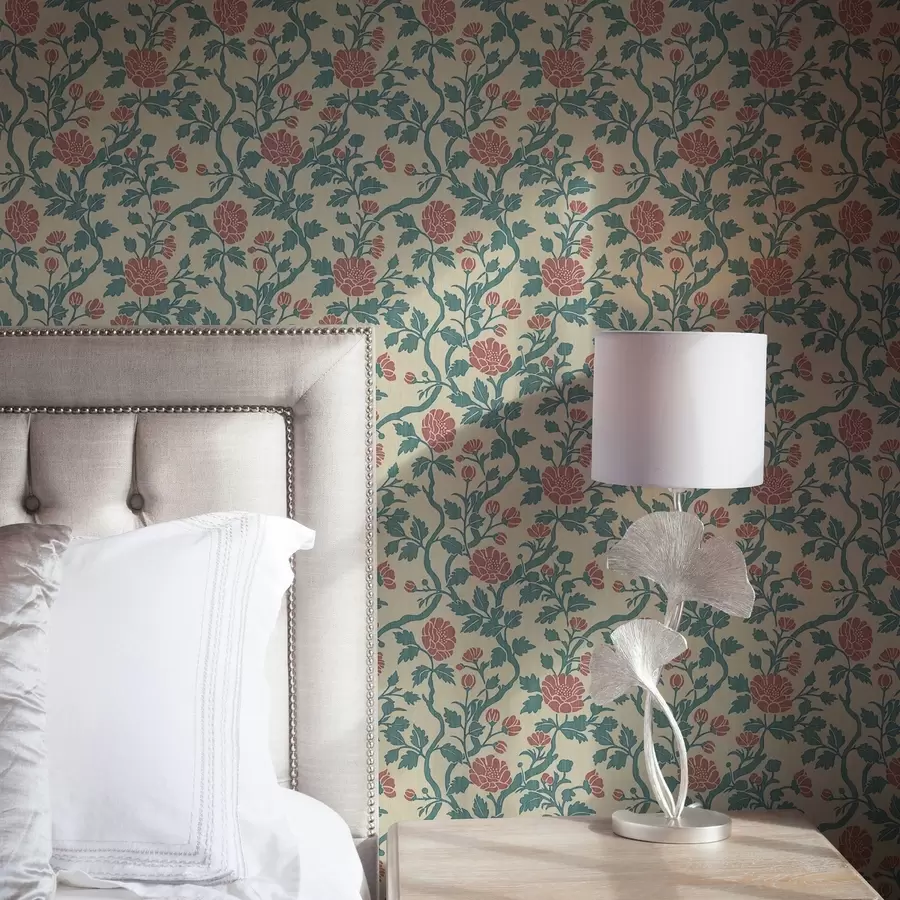 wall murals Украсно ружичасто цвеће на беж позадини a00414