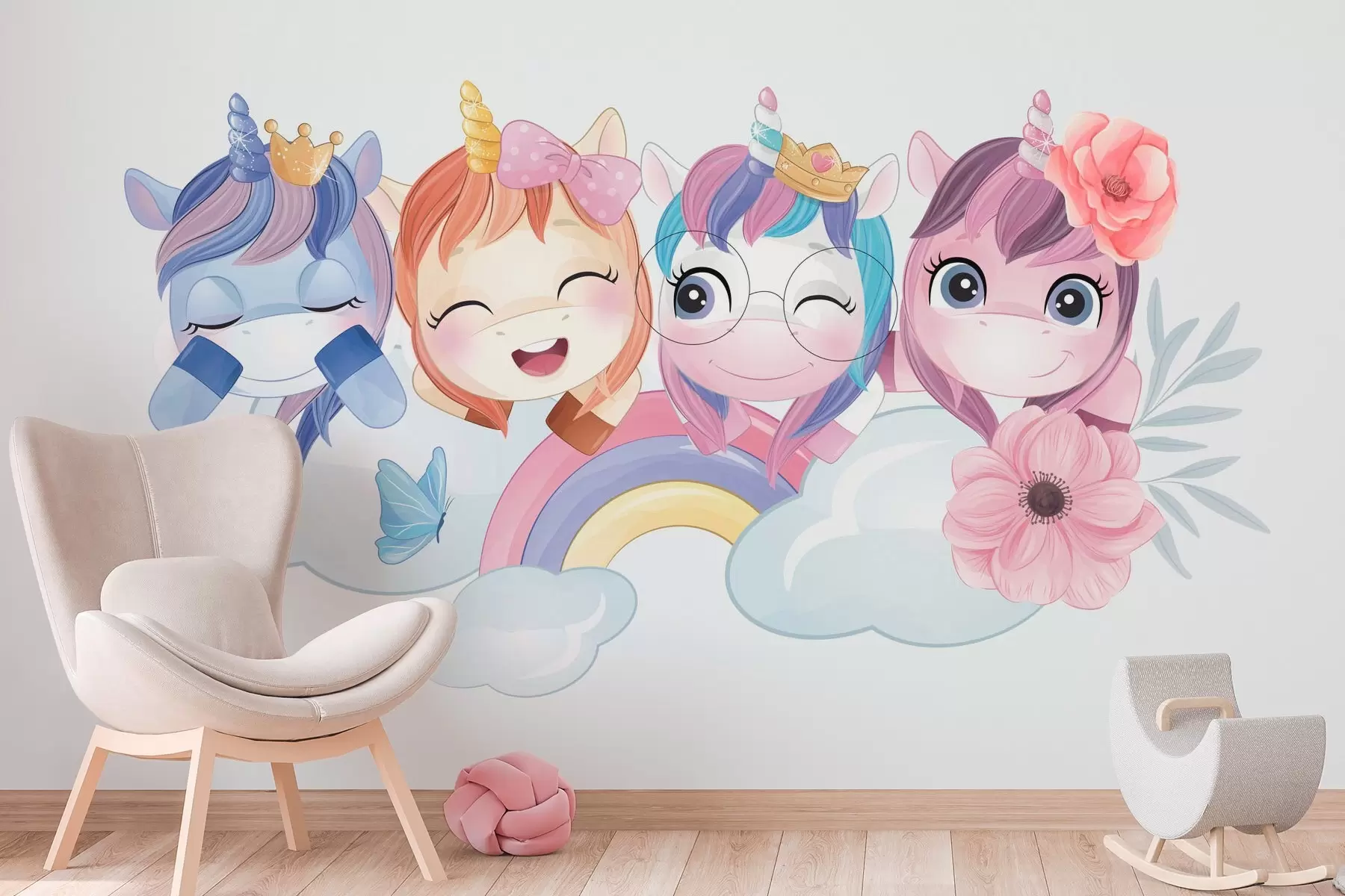 wall murals Слатки једнорози међу облацима и дугама w04298