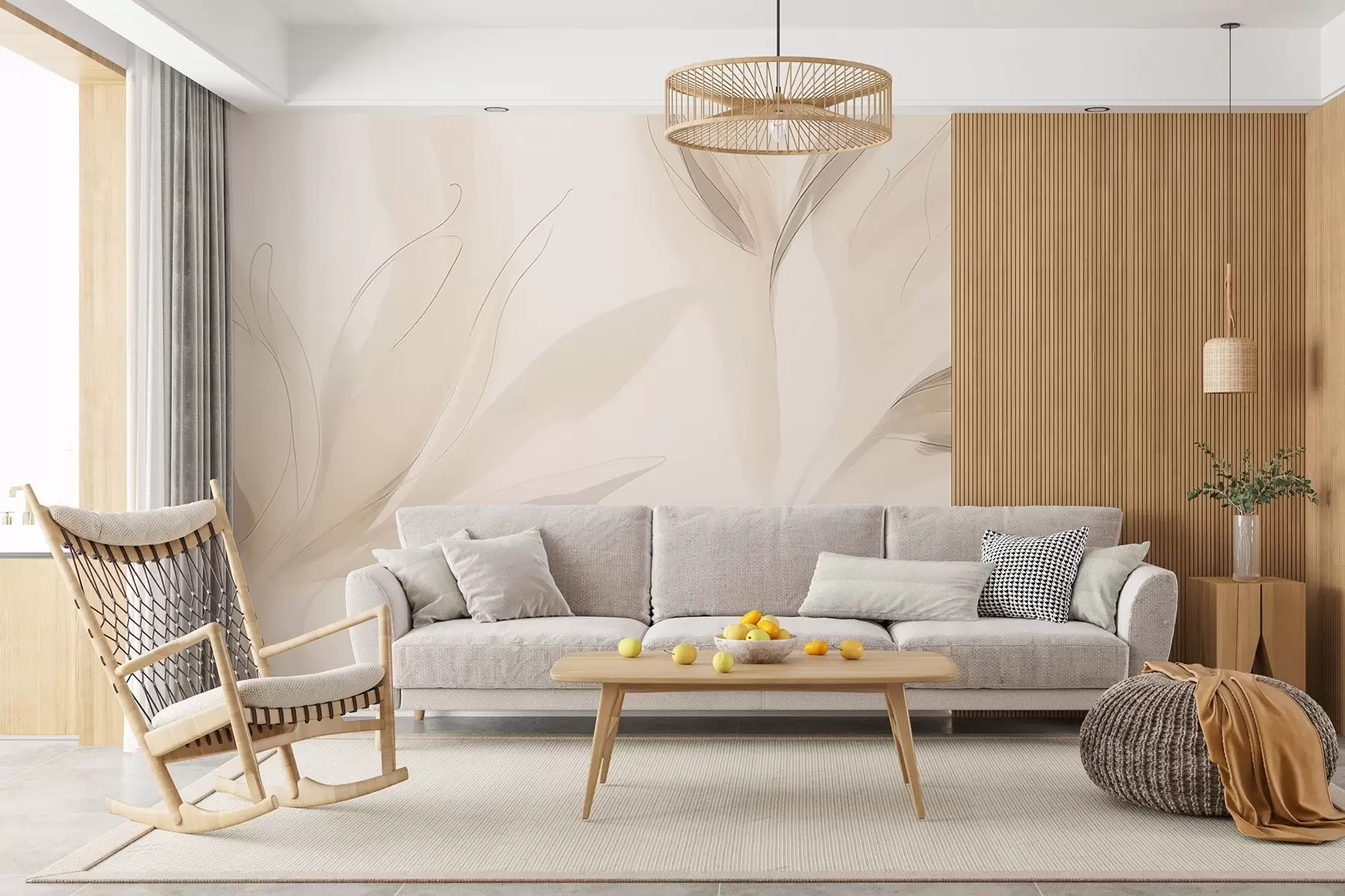 wall murals Светло апстрактно лишће w04243