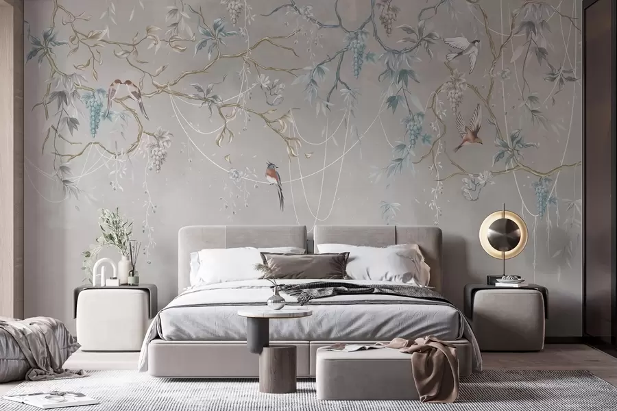 wall murals Варијанта са веома светлом позадином и плавим акцентима w04302v2