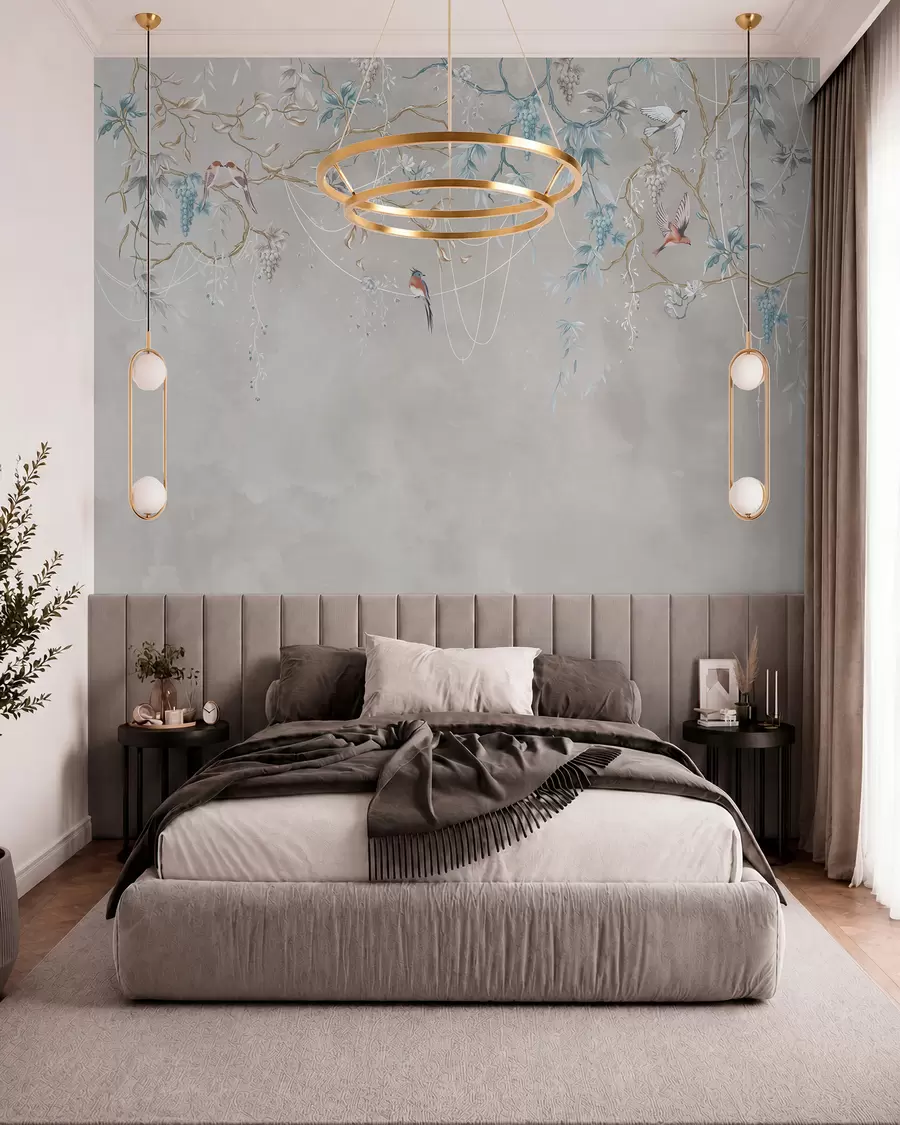 wall murals Варијанта са веома светлом позадином и плавим акцентима w04302v2