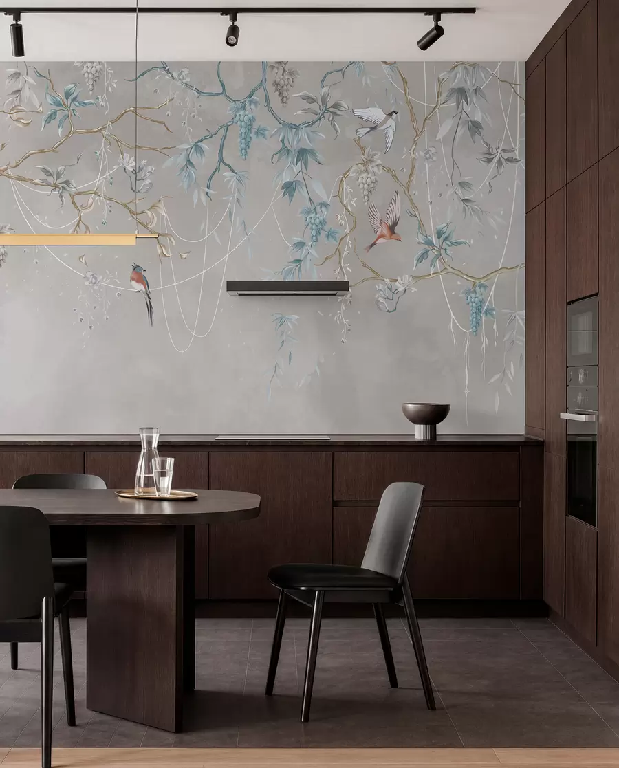 wall murals Варијанта са веома светлом позадином и плавим акцентима w04302v2