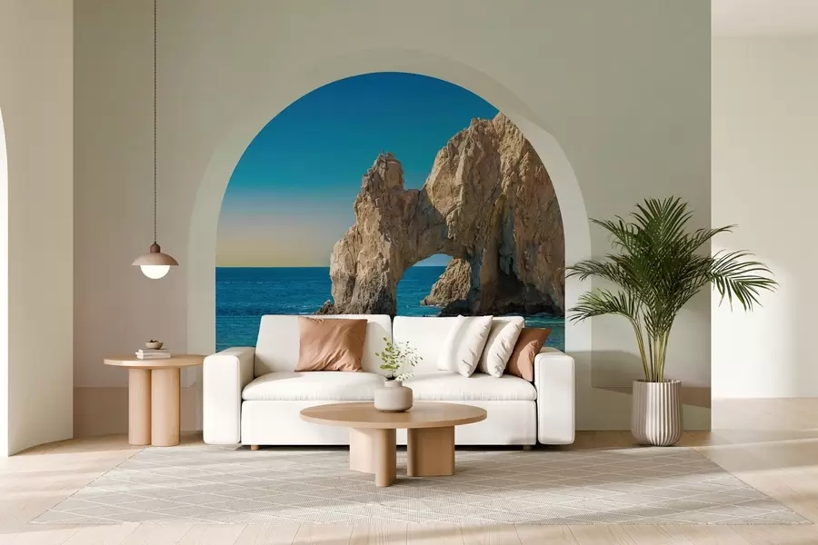 wall murals поглед на море и стену кроз лук w04286
