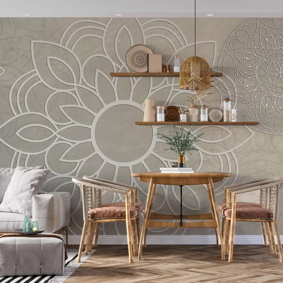 wall murals Прелепи узорци у светло беж боји w09183