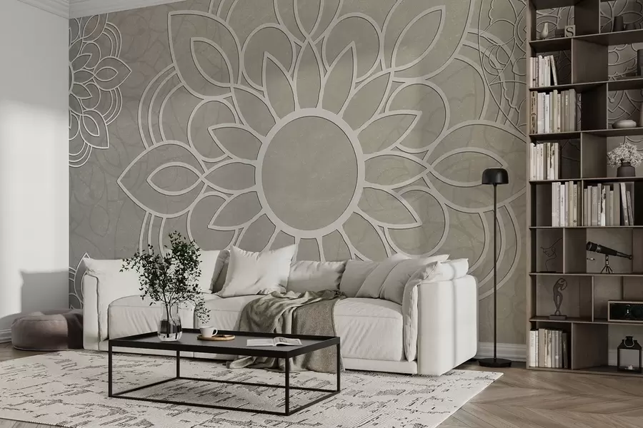 wall murals Прелепи узорци у светло беж боји w09183