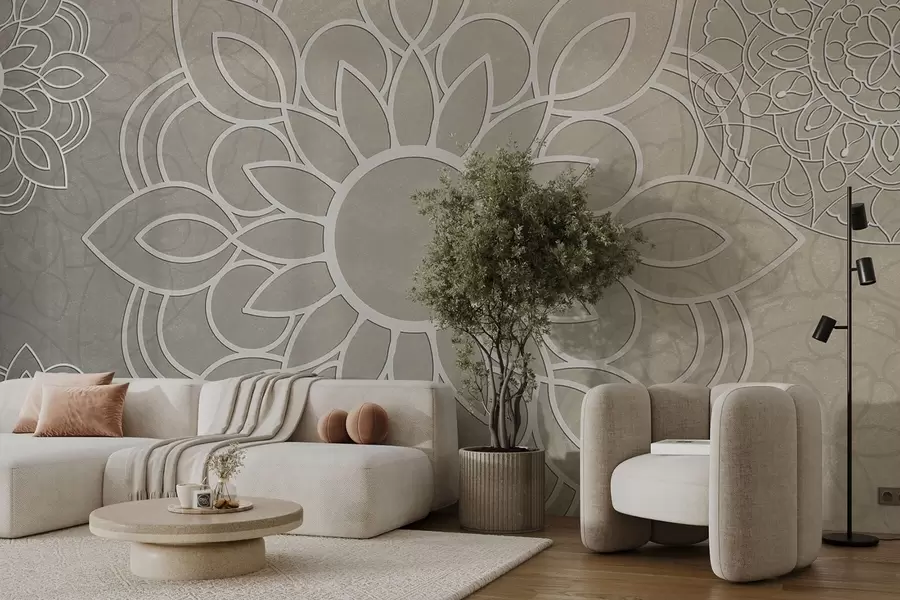 wall murals Прелепи узорци у светло беж боји w09183