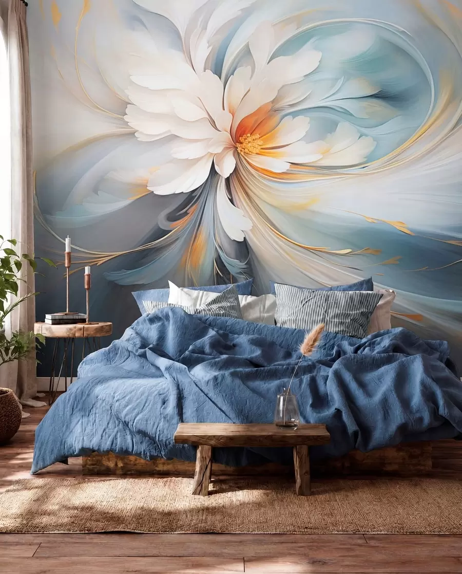 wall murals Апстрактни цвет у нежним плавим и наранџастим тоновима w09270