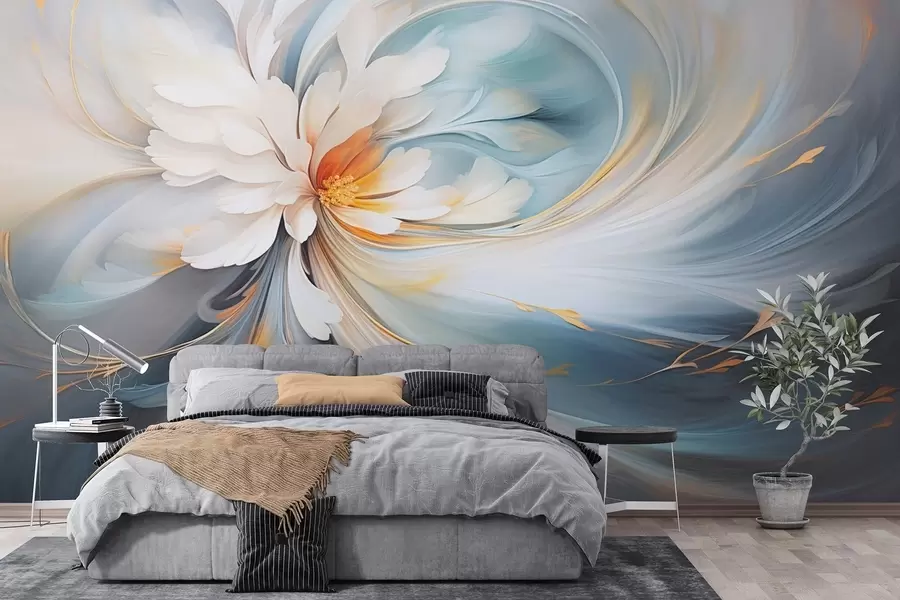 wall murals Апстрактни цвет у нежним плавим и наранџастим тоновима w09270