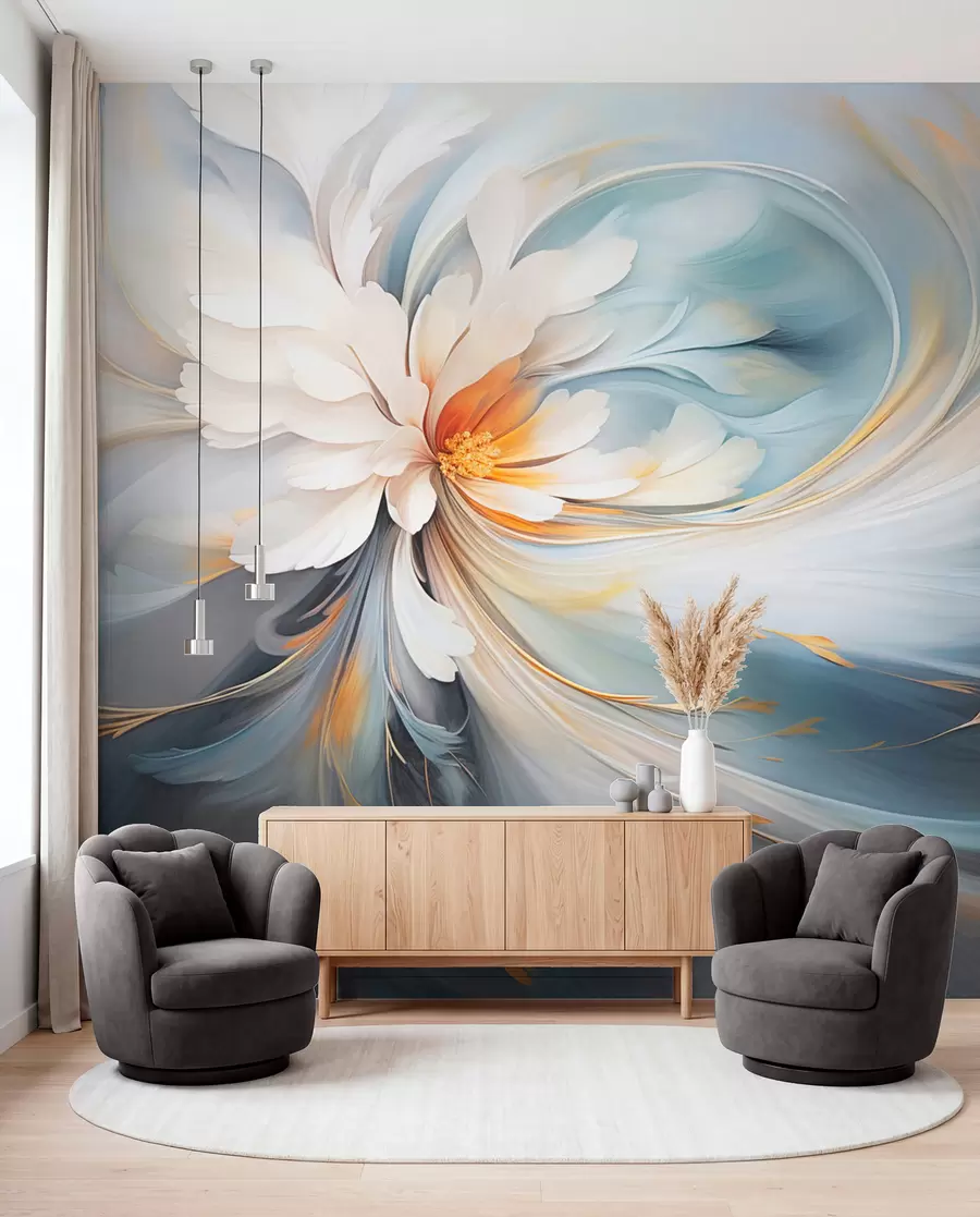 wall murals Апстрактни цвет у нежним плавим и наранџастим тоновима w09270