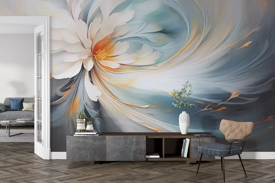 wall murals Апстрактни цвет у нежним плавим и наранџастим тоновима w09270