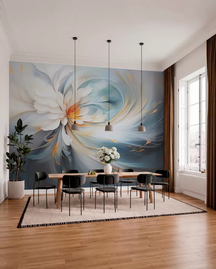 wall murals Апстрактни цвет у нежним плавим и наранџастим тоновима w09270