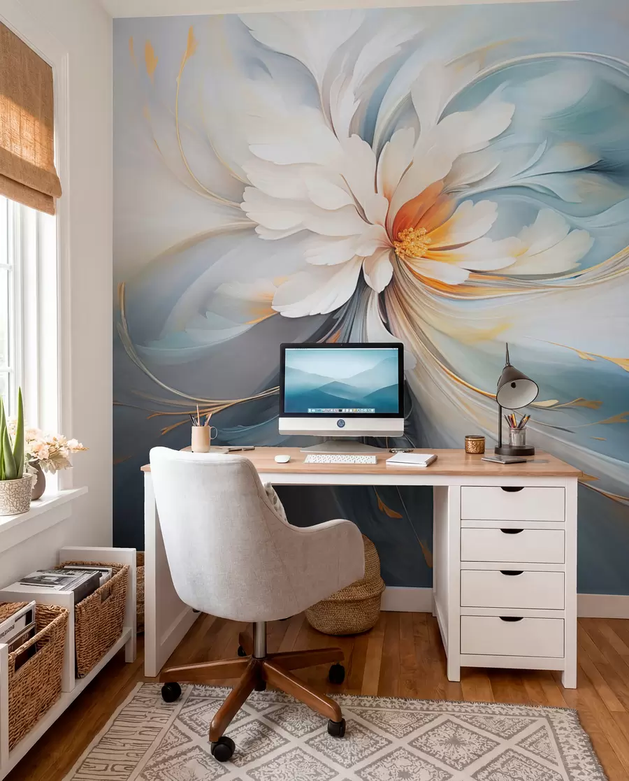 wall murals Апстрактни цвет у нежним плавим и наранџастим тоновима w09270