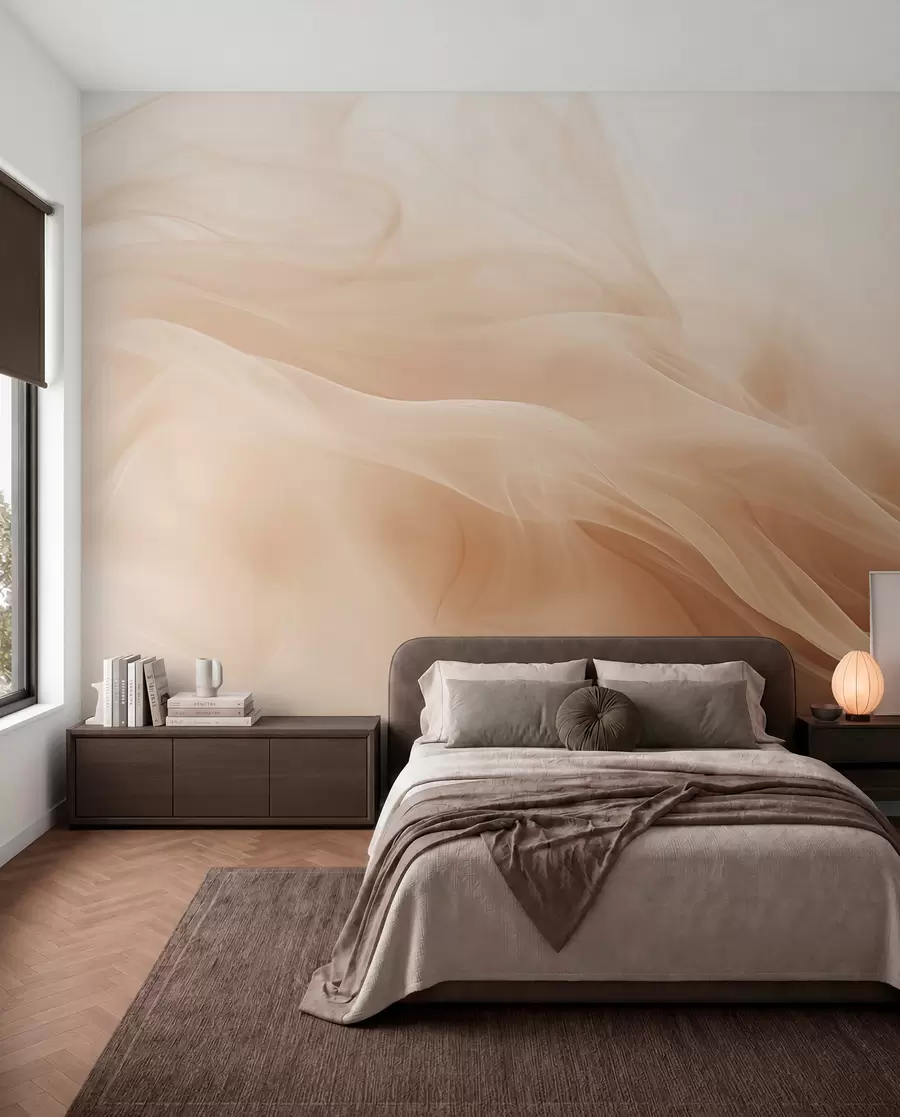 wall murals Беж димљени таласи у апстрактном стилу w09273