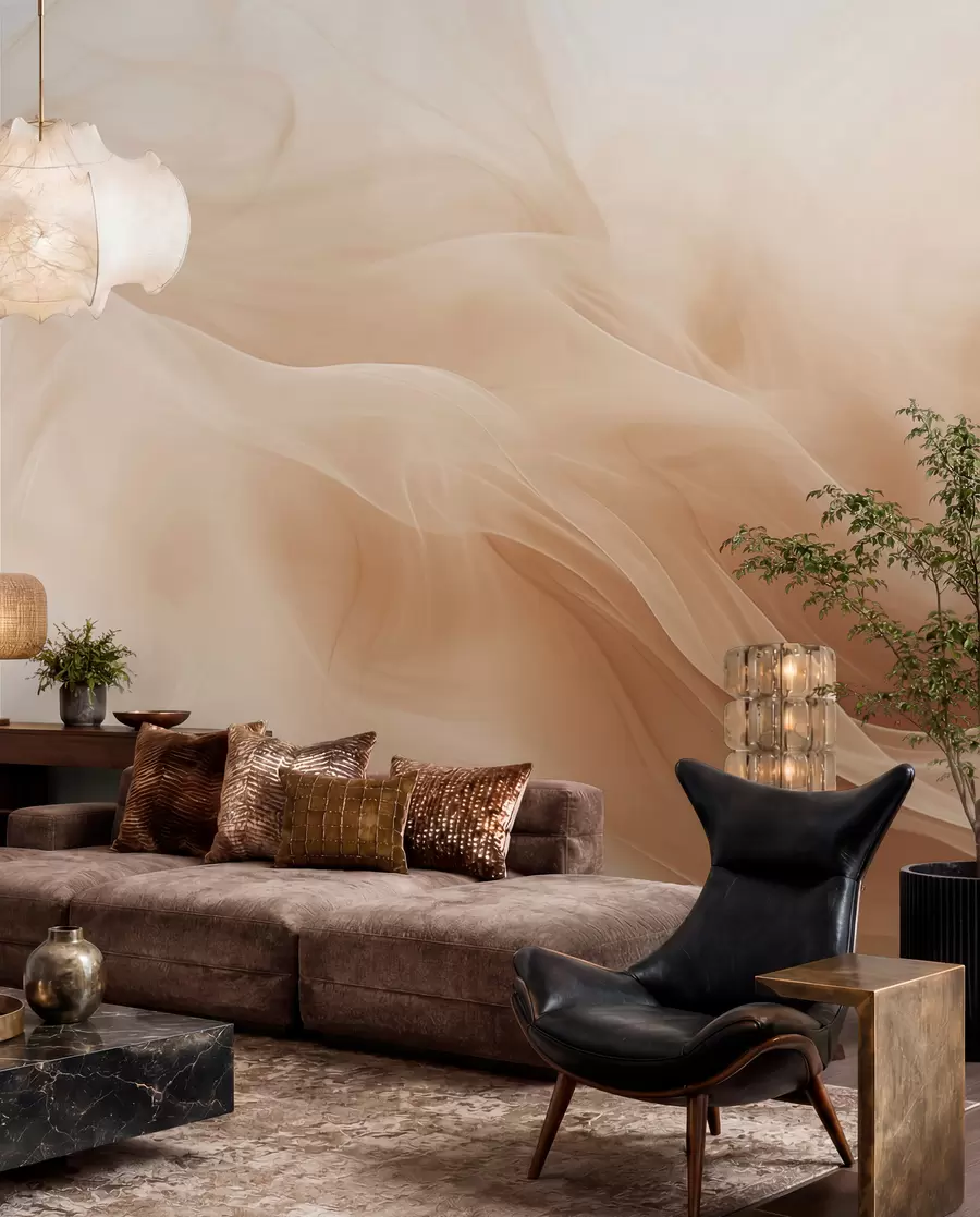 wall murals Беж димљени таласи у апстрактном стилу w09273