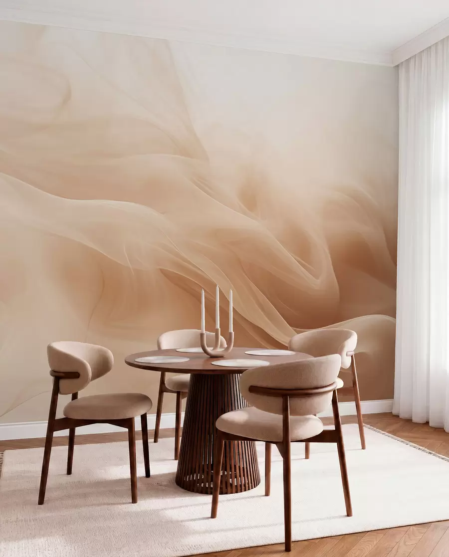 wall murals Беж димљени таласи у апстрактном стилу w09273